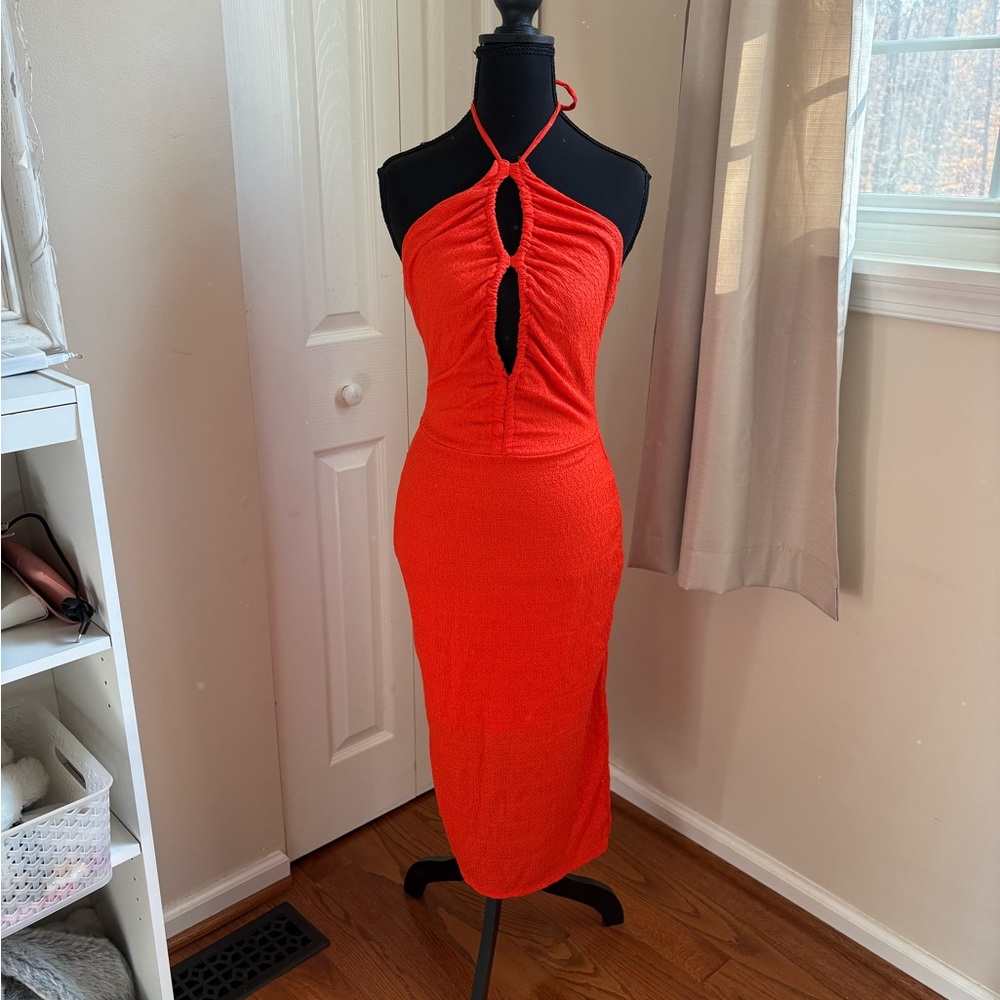 Fashion Nova Fiery Red Backless Dress
